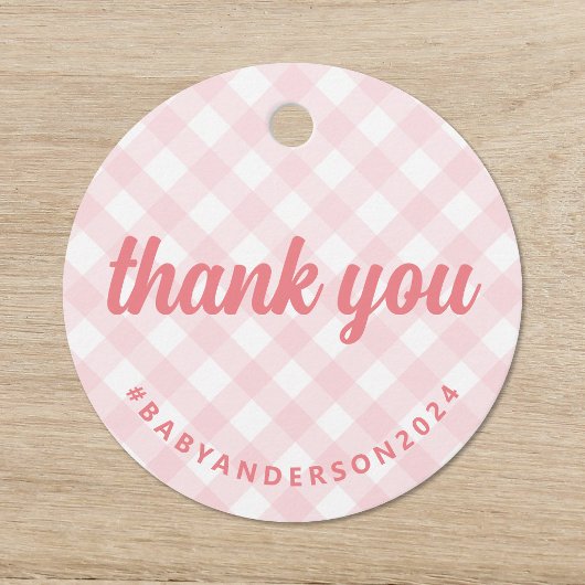 Het is een meisje dank je Gingham Baby shower Bedankjes Labels