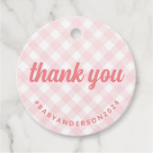 Het is een meisje dank je Gingham Baby shower Bedankjes Labels (Voorkant)