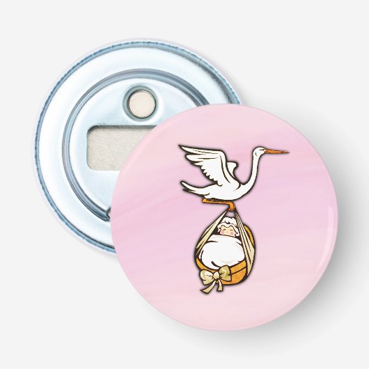 Het is een meisje dat de ooievaar brengt button flesopener (Voorkant)
