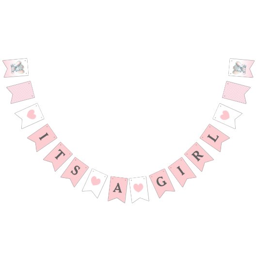 Het is een meisje dat flags banner olifant roze bu (Alle)