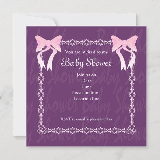 Het is een meisje dat Paarse Baby shower laat zien Kaart (Achterkant)