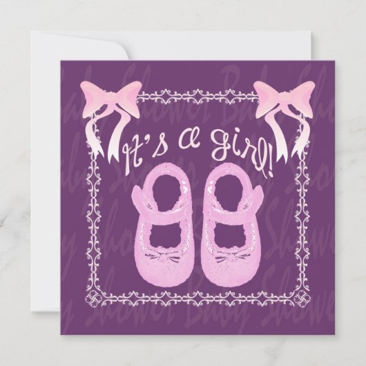 Het is een meisje dat Paarse Baby shower laat zien Kaart (Voorkant)