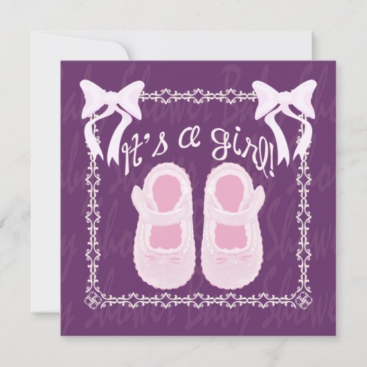 Het is een meisje dat Paarse Baby shower laat zien Kaart (Voorkant)