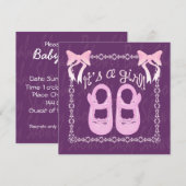 Het is een meisje dat Paarse Baby shower laat zien Kaart (Voorkant / Achterkant)