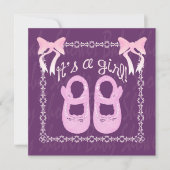 Het is een meisje dat Paarse Baby shower laat zien Kaart (Voorkant)