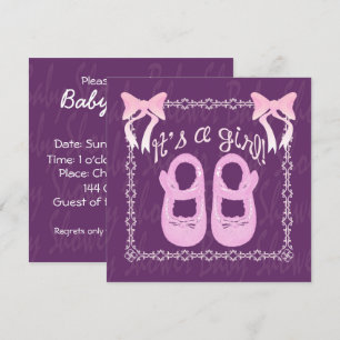 Het is een meisje dat Paarse Baby shower laat zien Kaart