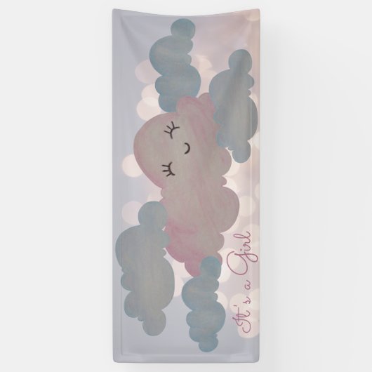 het is een meisje dat roze wolk glimlacht in alle  spandoek (Verticaal)