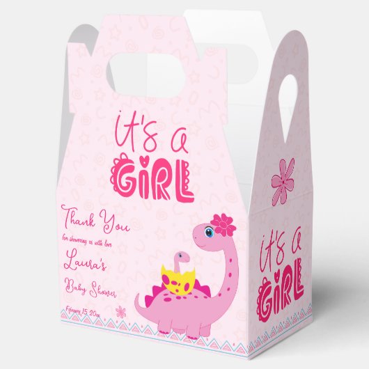 Het is een meisje dat snel uitkomt op dinosaurus b bedankdoosjes (Geopend)