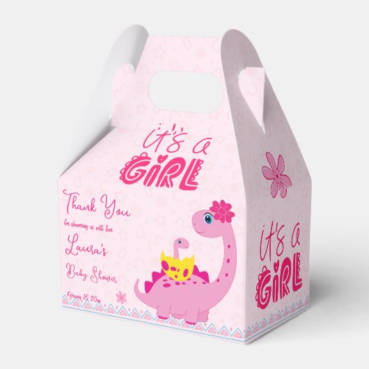 Het is een meisje dat snel uitkomt op dinosaurus b bedankdoosjes (Voorkant Zijde)