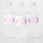 Het is een meisje dat twee roze olifanten doucht waterfles etiket (Flessen)