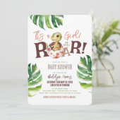 Het is een meisje dat ze dinosaurusei-Baby shower  Kaart (Staand voorkant)