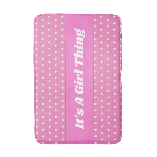 Het is een meisje ding roze heldere polka stippen  badmat (Voorkant Verticaal)