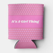 Het is een meisje ding roze heldere polka stippen blikjeskoeler (Voorkant)