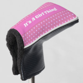 Het is een meisje ding roze heldere polka stippen  golfheadcover