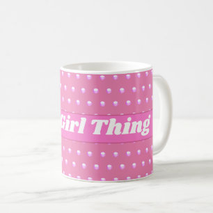 Het is een meisje ding roze heldere polka stippen  koffiemok