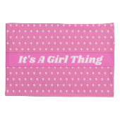 Het is een meisje ding roze heldere polka stippen kussensloop (Achterkant-Links)