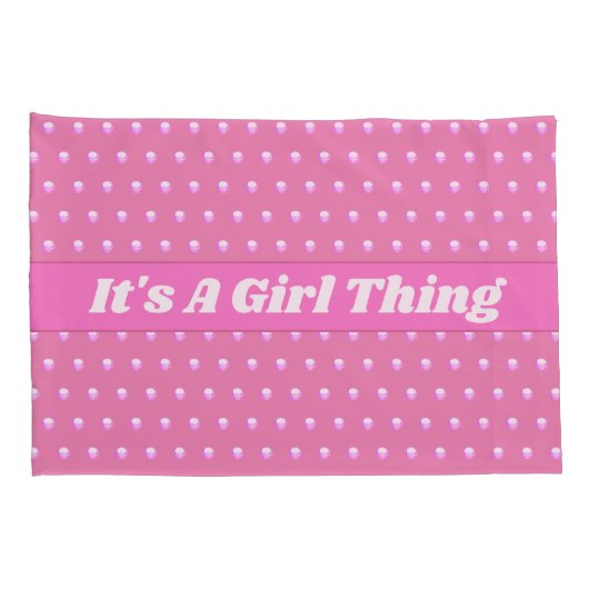 Het is een meisje ding roze heldere polka stippen kussensloop (Achterkant-Rechts)