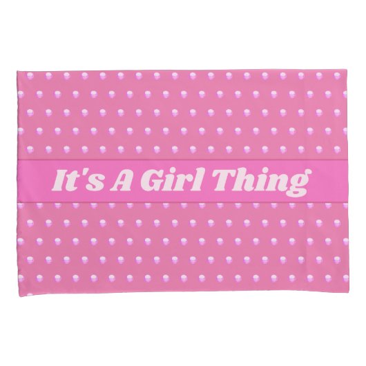 Het is een meisje ding roze heldere polka stippen kussensloop (Voorkant-Rechts)