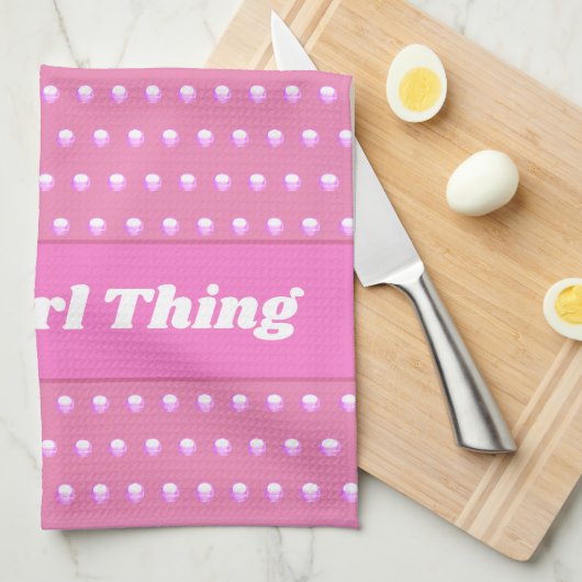 Het is een meisje ding roze heldere polka stippen  theedoek (Quarter Fold)