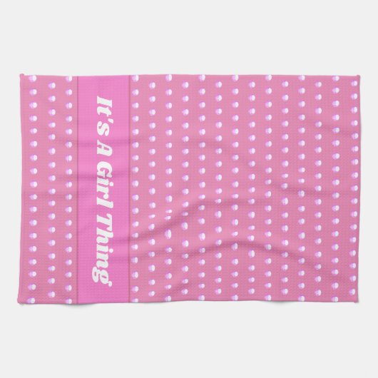 Het is een meisje ding roze heldere polka stippen  theedoek (Horizontaal)