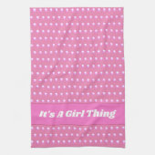 Het is een meisje ding roze heldere polka stippen  theedoek (Verticaal)