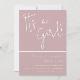 Het is een meisje! Dusty Pink Mauve Girls Baby sho Kaart