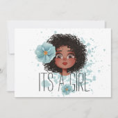 Het is een meisje, een blauwhelm, een baby-meisje  aankondiging (Voorkant)