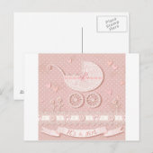 Het is een meisje, een nieuw geboren baby meisje a aankondigingskaart (Voorkant / Achterkant)