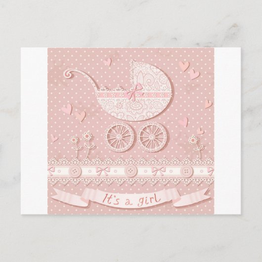 Het is een meisje, een nieuw geboren baby meisje a aankondigingskaart (Voorkant)