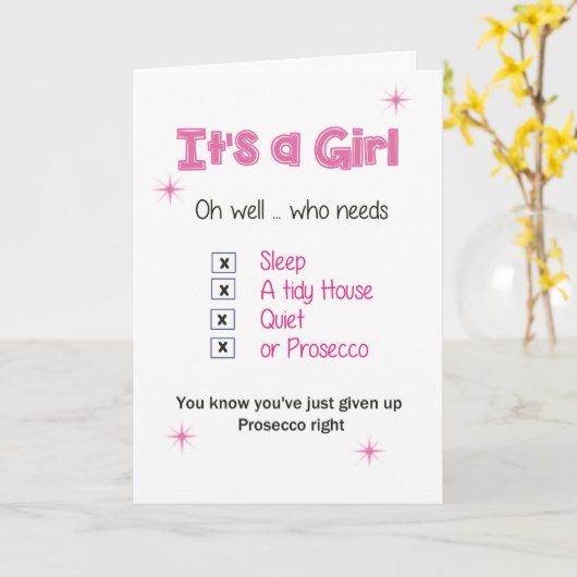 Het is een meisje - een nieuwe babykaart kaart (Gele Bloem)