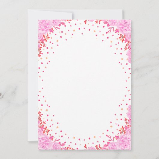 Het is een Meisje Eenhoorn Bloemen Baby shower Uit Kaart (Achterkant)