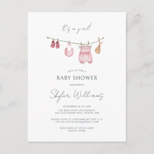 Het is een meisje eenvoudige kleding Waterverf Bab Briefkaart (Voorkant)