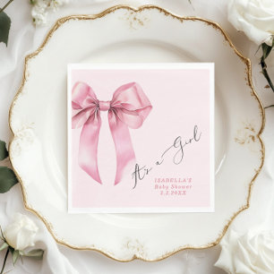 Het is een meisje Elegant Pink Bow Baby shower Servet