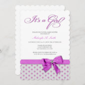 Het is een meisje! Elegant roze en grijze poly-Sti Kaart (Voorkant / Achterkant)