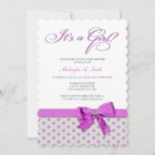 Het is een meisje! Elegant roze en grijze poly-Sti Kaart (Voorkant)