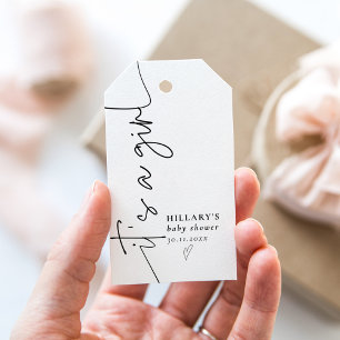 Het is een meisje Elegante Calligrafie Baby Shower Cadeaulabel