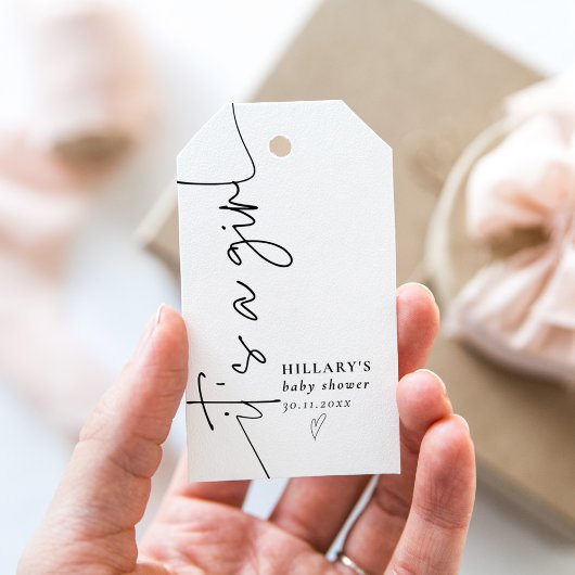 Het is een meisje Elegante Calligrafie Baby Shower Cadeaulabel