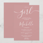 Het is een meisje elegante stoffige Roos roze Baby Kaart (Voorkant / Achterkant)