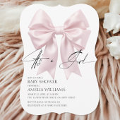 Het is een meisje elegante zacht roze boog Baby sh Kaart