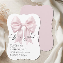 Het is een meisje elegante zacht roze boog Baby sh Kaart
