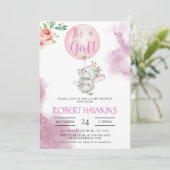Het is een meisje, Elephant Balloon Baby shower In Kaart (Staand voorkant)