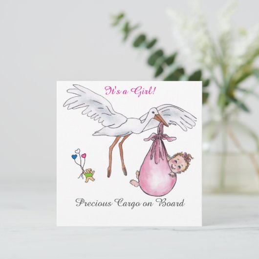 Het is een meisje! Enkele kaart (Staand voorkant)