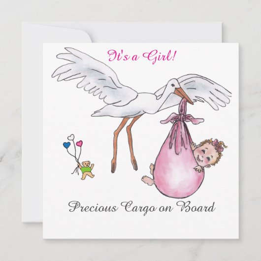 Het is een meisje! Enkele kaart (Voorkant)