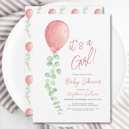 Het is een meisje Eucalyptus Groene Ballon Baby Sh Kaart