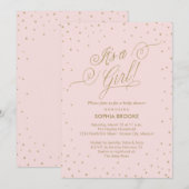 Het is een meisje! Fancy gouden sterren Roze Baby  Kaart (Voorkant / Achterkant)