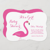 Het is een meisje - Flamingo Baby shower Invitatio Kaart (Voorkant / Achterkant)
