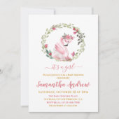Het is een meisje Flamingo Baby shower Kaart (Voorkant)