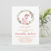 Het is een meisje Flamingo Baby shower Kaart (Staand voorkant)