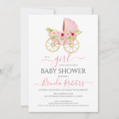 Het is een meisje floral baby wieg kaart (Voorkant)