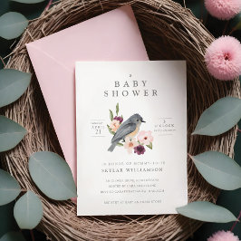 Het is een meisje Floral Bird's Nest Baby shower Kaart